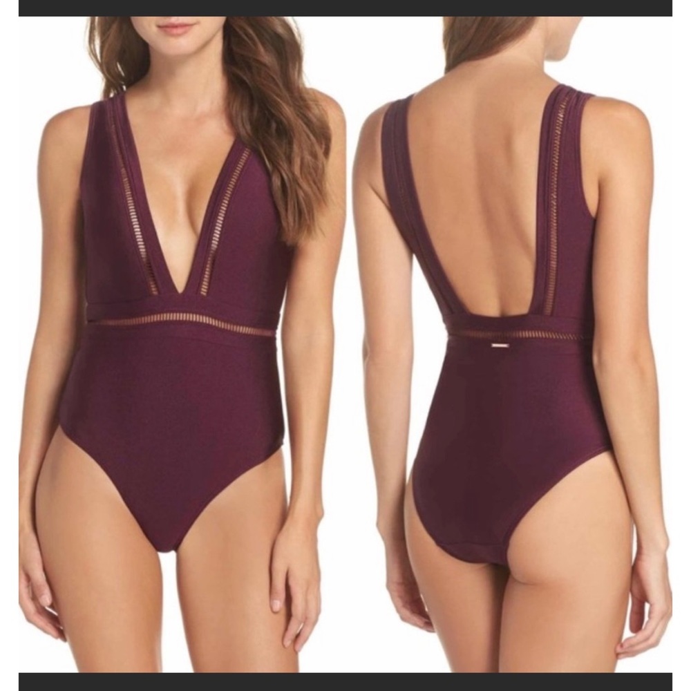 NWT Ted Baker Pointelle Deep V Swimsuit